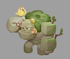 a cartoon character with an angry look on his face and arms, holding onto a giant turtle