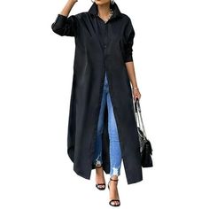 Women's Casual Kaftan Tops Solid Color Long Sleeves Lapel Single-breasted Long Length Coat Size chart: Size(cm) S Length: 140 Bust: 112 Sleeve: 52 M Length: 141 Bust: 116 Sleeve: 53 L Length: 142 Bust: 120 Sleeve: 54 XL Length: 143 Bust: 124 Sleeve: 55 Size(inch) S Length: 55.12 Bust: 44.09 Sleeve: 20.47 M Length: 55.51 Bust: 45.67 Sleeve: 20.87 L Length: 55.91 Bust: 47.24 Sleeve: 21.26 XL Length: 56.30 Bust: 48.82 Sleeve: 21.65 Friendly Tips: 1. Please kindly allow a 2-3% difference according t