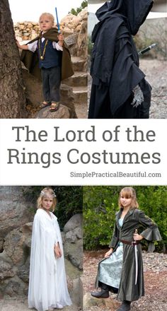 the lord of the rings costume is shown with pictures of kids dressed up in costumes