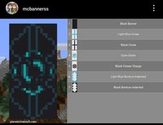 an image of a screen shot of the minecraft menu with text that reads, black banner light blue cross