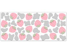 a wallpaper with pink and grey strawberries on it