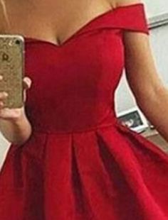 A-Line Vintage Sexy Homecoming Cocktail Party Dress Off Shoulder Sleeveless Knee Length Satin with Sleek