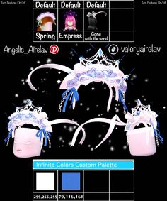 Royale High Head Accessories Hacks, Royal High Accessory Hacks, Snow Swan Heels Royale High, Royale High Element Outfits, Halo Combos Royale High, Winter Royale High Outfits, Royal High Hair Combos, Royale High Outfit Hacks, Royale High Outfit Ideas