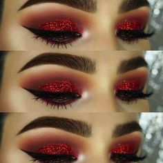 red Valentine's Day makeup #Makeupforbeginners Make Up Yeux, Make Up Gold, Revolution Eyeshadow, Mekap Mata, Day Makeup Looks, Holiday Makeup Looks, Valentines Day Makeup, Red Eyeshadow