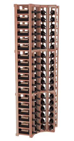 a wooden wine rack filled with lots of bottles on top of a white background,