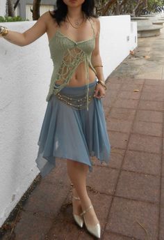 #goldjewlery #flowyskirt #crochet Temet Nosce, Mermaid Board, Sea Queen, Boho Whimsical, Dope Fits, Outfit Layout, Live Fashion, Flowy Skirt