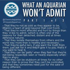 what an aquarian won't admtt is written in blue and white