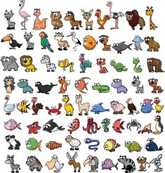 an image of cartoon animals set on white background stock photo - 547982