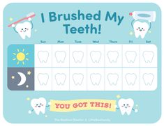 Tooth Brushing Chart Brushing Teeth Chart Free Printable, Tooth Brushing Chart Free Printable, Teeth Brushing Chart Free Printable, Teeth Chart For Kids, Toothbrush Chart, Brush Teeth Chart, Kids Teeth Chart, Weaning Chart, Teeth Brushing Chart