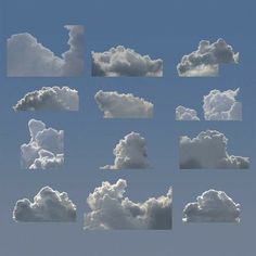 many different clouds in the blue sky