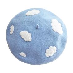 Cloudy Blue Skies Beret - Standart / Blue - Hats Cute Blue Things, Png Cottagecore, Blue Homescreen, Blue Layout, Boogzel Apparel, Blue Beret, Carrd Png, E Girl Clothes, Kawaii Hat