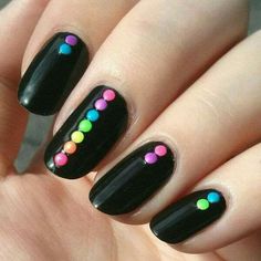 Rainbow Nail Art, Easy Manicure, Black Acrylic Nails, Fall Nail Art Designs, Easy Nails, Simple Nail Art Designs, Black Nail