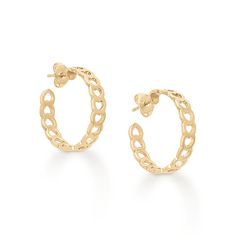 Inspired by the longtime-favorite Tiny Hearts Ring, these hoop earrings feature a repeating open-heart design. Available in sterling silver or 14K gold and three hoop sizes - small, medium and large. Heart Knot, Heart Band, Heart Keyring, Cultured Pearl Necklace, James Avery, Heart Keychain, Key To My Heart, Tiny Heart, Large Hoop Earrings