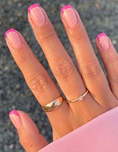 Cute French Gel Nails, Trendy Short Nails Summer Simple, Easy Design For Nails, Nail Designs End Of Summer, Nail Designs For Super Short Nails, Simple June Nails, Natural Nail Inspo Short Summer, Simple But Cute Nail Ideas, At Home Nail Inspo Easy