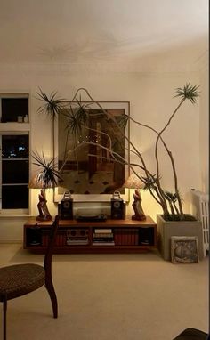 a living room filled with furniture and plants