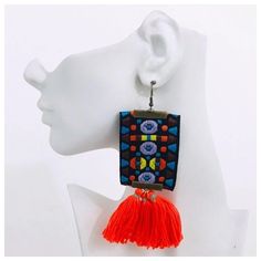 Weekend Festivities Are More Fun With A Boost Of Color. Add Flair To Any Basic Look With This Burst Of Color. Orange & Blue Vintage Tassel Earring Setblack, Orange, And Blue Fabric Tassel Earring Set 5.5" Drop (0.2oz Each 0.4oz Total Weightlight Weight Earring Set) ****This Item Is Fashion Jewelry**** Bohemian Orange Fringe Earrings, Bohemian Orange Tassel Earrings, Multicolor Dangle Tassel Earrings For Spring, Multicolor Tassel Earrings With Latkans For Summer, Multicolor Tassel Earrings For Beach In Spring, Multicolor Latkans Tassel Earrings For Summer, Multicolor Spring Tassel Dangle Earrings, Bohemian Orange Tassel Earrings For Party, Summer Beach Tassel Earrings With Latkans