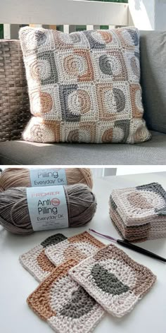 a crocheted pillow on a sofa Crochet Patterns Cushion Covers, Crochet Pillow Blanket, Crochet European Pillow Cover, Granny Square Pillow Cover Pattern, Crochet Pillow For Men, Crochet Pillow Cover Boho, Granny Pillow Crochet, Crochet Accent Pillow, Free Crochet Cushion Cover Patterns