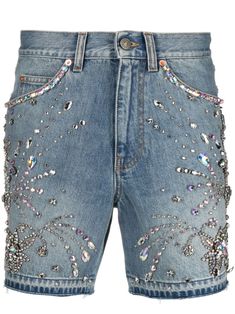 Find GUCCI Crystal-embellished Denim Shorts on Editorialist. light blue cotton denim crystal embellishment logo patch to the rear front button fastening classic five pockets raw-cut hem Gucci Shorts, Denim Diy Clothes, Gucci Denim, Gucci Jeans, Blue Shorts Men, Concept Clothing, Gucci Outfits, Street Fashion Men Streetwear, Embellished Denim