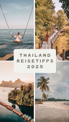 the collage shows photos from thailand and other countries with text that reads, thailand reiestips 205