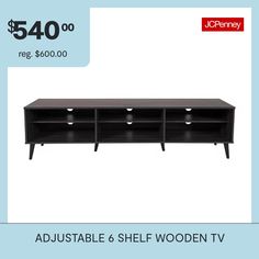 a tv stand with three shelves and the words $ 40 00 reg $ 600 00