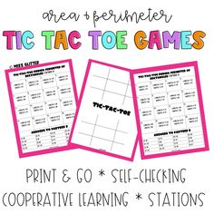 the tic tac toe games print and go self - checking cooperative learning stations