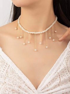 Bridal Pearl Choker Necklace, Luxury Pearl Choker, Pearl Choker for Wedding, Victorian choker, Torques African Necklace, Wedding Jewelry -------------------------------     Pearls ● Necklace   ------------------------------- Delicate accessories for women's jewelry, elegant bridal necklaces, a pretty necklace, beautiful photo shoot accessories, and cute costume jewelry, can also be used as princess queen necklaces and so on. Made with love: Fashion jewelry necklaces can make girls and women well Aesthetic Pearl Jewelry, Pearl Crafts Ideas, How To Make Pearl Necklace, Simple Jewellery Design Indian, Handmade Jewelry Ideas Necklace, Pearl Necklace Ideas, Make Pearl Necklace, Handmade Necklace Ideas, White Necklace Jewelry