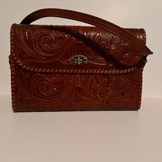 Never Used. In Good Condition Paisley Design, Vintage Leather, Embossed Leather, Shoulder Bags, Paisley, Bag Lady, Purse, Shoulder Bag, Leather