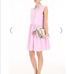 Brand New With Tag Luxury Pink Midi Dress For Spring, Chic Summer Miu Miu Dresses, Miu Miu Fitted Formal Dresses, Chic Sleeveless Miu Miu Dress, Formal Fitted Miu Miu Dresses, Miu Miu Sleeveless Spring Dresses, Spring Sleeveless Miu Miu Dresses, Elegant Spring Miu Miu Dresses, Sleeveless Miu Miu Summer Dress