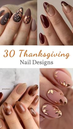 Nails For Thanksgiving And Christmas, Brown Nails With Gold Design, Christmas Picture Nails, Red And Brown Fall Nails, Christmas Thanksgiving Nails, Thanksgiving Gel Nails Colors, Holiday Nails Fall, Simple Thanksgiving Nail Designs, Fall Thanksgiving Nails 2023