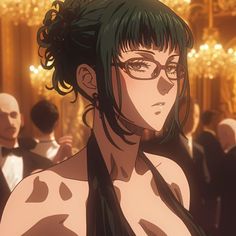 an anime character with glasses and no shirt