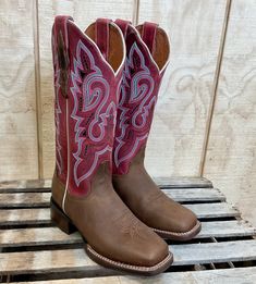 New Arrival || Dan Post Women's Malani Fuschia & Brown Square Toe Western Cowgirl Boots Square Toe Cowgirl Boots, Square Boots, Ariat Cowgirl Boots, Cowgirl Boots Square Toed, Cute Cowgirl Boots, Square Toe Cowboy Boots, Square Toe Western Boots, High Quality Boots, Dan Post