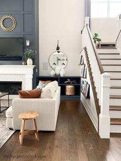 the living room is clean and ready to be used as a den or family room