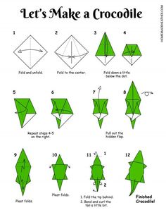 how to make an origami crocodile step by step instructions for kids and adults