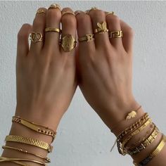 I’ll Have All These 10 Pieces Of Unisex Jewellery, Please And Thank You Beautiful Jewelry Hands With Rings, Feather Bracelet, The Bangles, Dope Jewelry, Fashion Ring, Unisex Jewelry, Love Bracelets, Trendy Jewelry, Dainty Jewelry