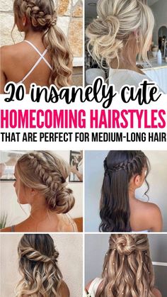 Homecoming Hair Ideas Updo, Braided Hair For Homecoming, Homecoming Hair Ideas 2024, Mid Length Homecoming Hair, Hoco 2024 Hair, Long Hair Updos Simple, Hair Braids For Medium Length Hair, Cute Hair Ideas For A Dance, Hoco Hair With Braids