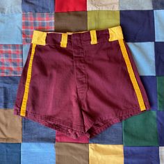 1960s, All Cotton Athletic Shorts. Satin Twill Stripe Detail On Each Side. 5 Button Fly. Back Right Pocket. 2" Belt Loops. Super Wearable. Great Condtion- A Faint Mark On One Belt Loop, See Up Close Photo. All Buttons In Tact, All Seams Secure. No Other Flaws. Marked Size 28. Measures Aprox: 28-29" WAIST 36" HIPS 13" RISE 2.5" INSEAM 12" LEG OPENING 13" LONG Cheap Retro Sports Shorts, Vintage Athletic Shorts, Retro High Waist Shorts With Belt Loops, Retro High-waisted Shorts With Belt Loops, Retro Bottoms With Button Closure, Retro Cotton Bottoms With Buttons, Vintage Shorts With Button Closure, Vintage Cotton Bottoms With Buttons, Vintage High Waist Shorts With Button Closure