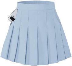 PRICES MAY VARY. Material: 95% Polyester 5% Spandex Soft and drape well fabric makes beautiful hems and pleated details Side hidden zipper with back elastic closure Skort style skirt with safety shorts attached Pleated design lovely A-line skirt for all girls Light Blue Skirt Outfit, Blue Skirt Outfits, Friends Outfits, Safety Shorts, Skort Style, Light Blue Skirts, Skirts For Girls, Uniform Skirt, Trio Halloween Costumes