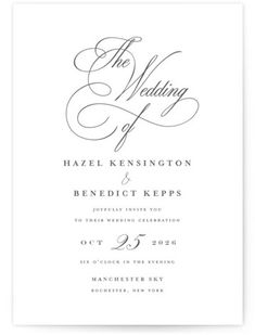 an elegant wedding card with the wording on it