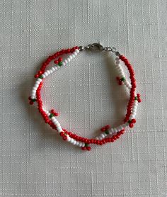 This colored bracelet is handmade from glass beads Cherry Bracelet, Girls Bracelet, Ladies Bracelet, Women Bracelet, Bracelet Women, Bracelets Handmade Beaded, Colorful Bracelets, Beaded Bracelet, Double Layer