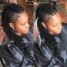 Braid Styles Updo, Box Braid Mohawk, Vacay Hairstyles, Braid Mohawk, Cornrow Ideas, Box Braid Styles, Mohawk Braids