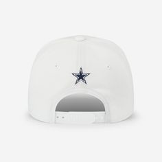 Wear it for all the world to see. Your team spirit will be front and center, when you hitch it to the Dallas Cowboys Monty Script Marquee RF Cap. With an embroidered team logo display and unstructured design featuring a soft curve visor and mid crown, your tailgate fashion just got an upgrade. An adjustable snapback snap closure lets you quickly and easily adjust the fit for the most comfortable feel. Features Embroidered team logo display with raised graphics on front of crown Unstructured, rel White Snapback Hat For Fan Gear, Custom Logo Snapback Hat For Sports Events, Custom Logo Flat Bill Snapback Hat For Sports Events, Custom Logo Flat Bill Snapback For Sports Events, White Sports Fan Cap, White Baseball Cap For Game Day, White Collegiate Cap, White Collegiate Snapback Hat, White Sports Fan Baseball Cap For Game Day