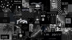 a collage of black and white images with the word sorry written in it's center