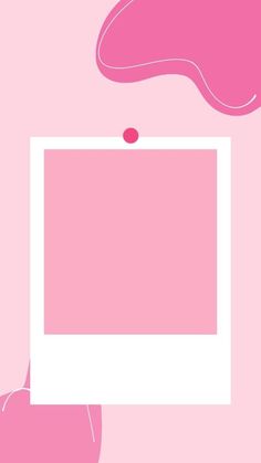 a pink and white photo frame with a red dot in the middle on a pink background