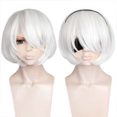 PRICES MAY VARY. ♥♥【Real Design of Wig as Same as the Anime Character】:All Style of our White Cosplay Wig Ponytail is Designed by Our Professional Cosplayer & Designer. We Have over 10 Years Design Experience & Cooperated with Comic Con ♥♥【Adjustable Cap Size for All Head Circumference】: Short Cosplay Bob Wig is Designed with 2 adjustable straps , 2 Hooks & Soft Breathable Material Structure.Adjust Blue Wig with Ponytail Size from Small to Medium to Large.No Worry about Size. ♥♥【Easily Styled by Hair Wigs For Men, 2b Cosplay, Short White Hair, Anime Wigs, White Costumes, Cosplay Hair, Halloween Wigs, Eye Cover, Nier Automata