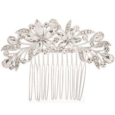 Rhinestone Flower Hair Comb will ensure that you create a unique hairstyle for your special day! Featuring a metal comb with rhinestones arranged in flower shapes, these combs can be customized and embellished any way you see fit. Attach gorgeous pearls to them and glide them into your perfect wedding day hairstyle!     Dimensions:    Length: 2 3/4"  Width: 3 3/4"      Package contains 1 comb. Wedding Day Hairstyle, Gold Bridesmaid Bracelet, Decorative Hair Combs, Rhinestone Costumes, Flower Shapes, Metal Comb, Flower Hair Comb, Wedding Hairstyles Updo, Rhinestone Flower