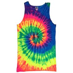 Unisex Tie Dye Tank Tops Custom Printed Tees and Tie Dyes at T-Shirts Ink and More Tie Dye Tank Tops, Summer Birthday Party, Neon Rainbow, Tie Dye Shirts, Rainbow Tie, Tie Dye Tank Top, Sorority Life, Custom Ties, Screen Printing Designs