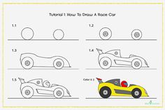 how to draw a race car for kids