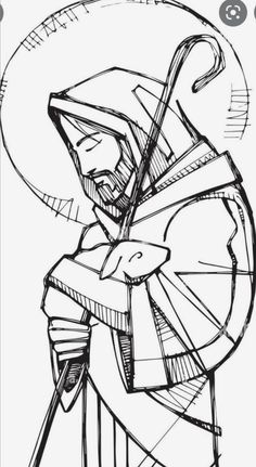 a black and white drawing of a person holding a baby in his arms with the words jesus