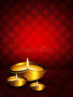 three golden candles on a red background with intricate patterns royalty illustration for design or wallpaper