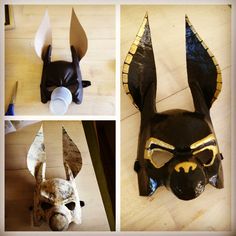 four different masks made to look like animals